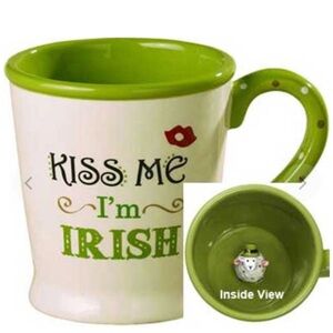 Kiss Me I'm Irish White & Green Accent Mug
